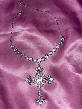 Dolls Kill Rhinestone Cross Necklace 💎